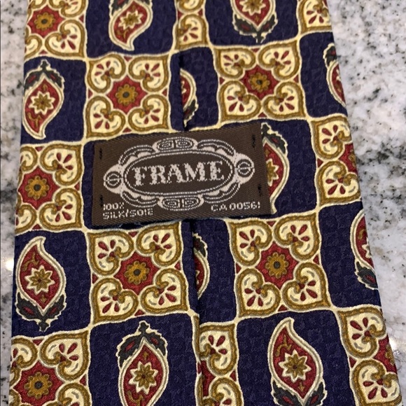 Frame Denim Blue and Gold Geometric Tie - Picture 2 of 5